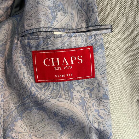 Chaps Mens Slim‎ Fit Sports Coat Blazer Linen Blend Light Grey Size 38R - Picture 4 of 11